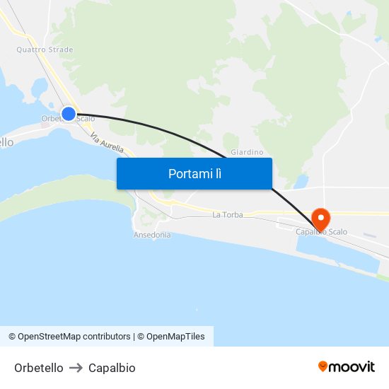 Orbetello to Capalbio map
