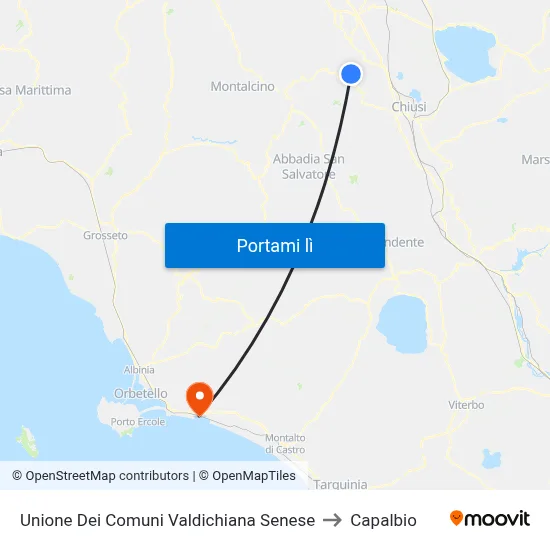 Unione Dei Comuni Valdichiana Senese to Capalbio map
