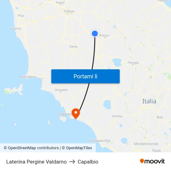 Laterina Pergine Valdarno to Capalbio map