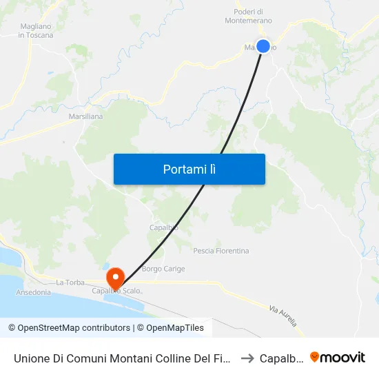 Unione Di Comuni Montani Colline Del Fiora to Capalbio map