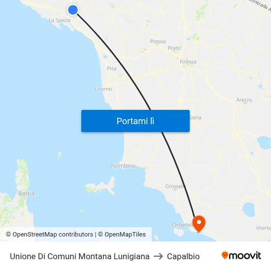 Unione Di Comuni Montana Lunigiana to Capalbio map