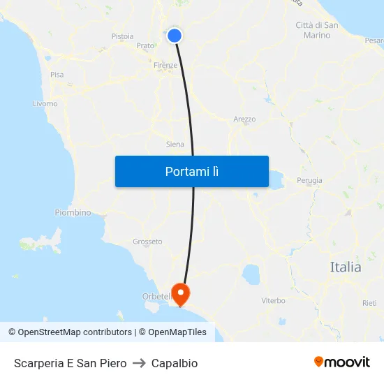 Scarperia E San Piero to Capalbio map