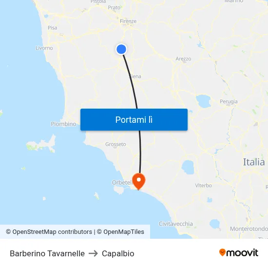 Barberino Tavarnelle to Capalbio map