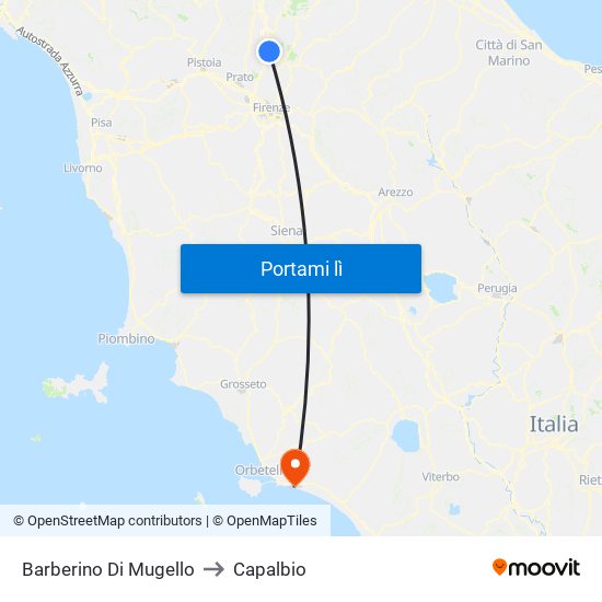 Barberino Di Mugello to Capalbio map