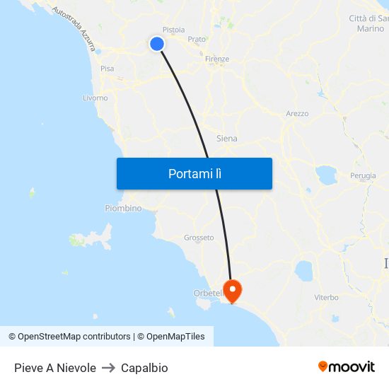 Pieve A Nievole to Capalbio map