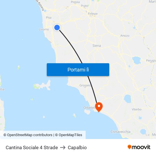 Cantina Sociale 4 Strade to Capalbio map