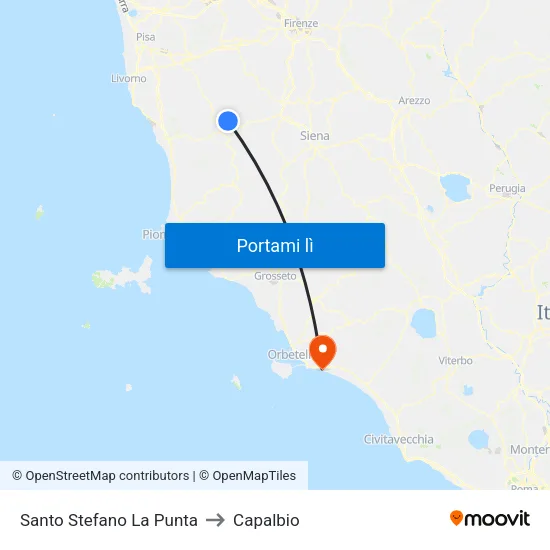 Santo Stefano La Punta to Capalbio map