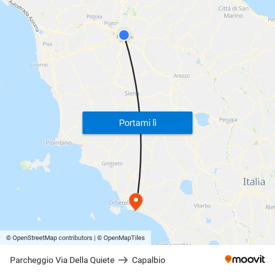 Parcheggio Via Della Quiete to Capalbio map