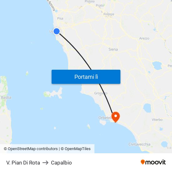 V. Pian Di Rota to Capalbio map