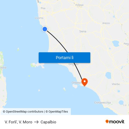 V. Forli',  V. Moro to Capalbio map