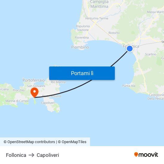 Follonica to Capoliveri map