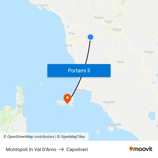 Montopoli In Val D'Arno to Capoliveri map