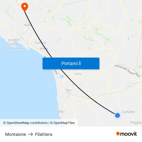 Montaione to Filattiera map