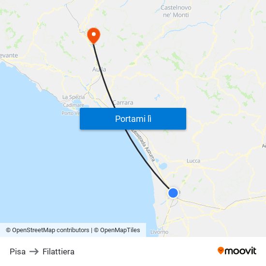 Pisa to Filattiera map