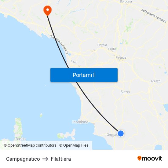 Campagnatico to Filattiera map