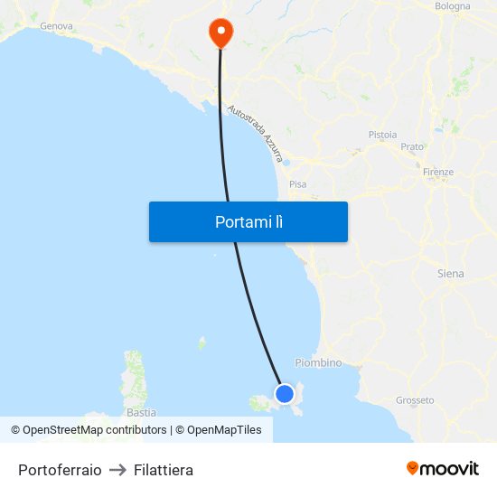 Portoferraio to Filattiera map