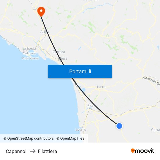 Capannoli to Filattiera map
