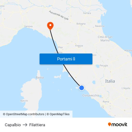 Capalbio to Filattiera map