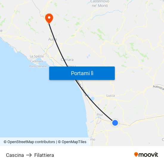 Cascina to Filattiera map