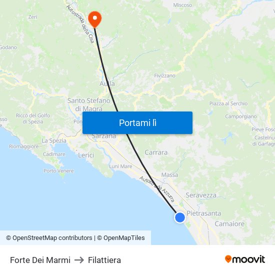 Forte Dei Marmi to Filattiera map