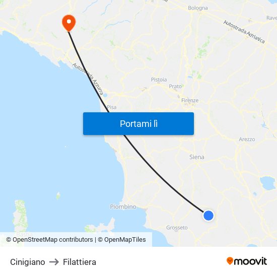 Cinigiano to Filattiera map