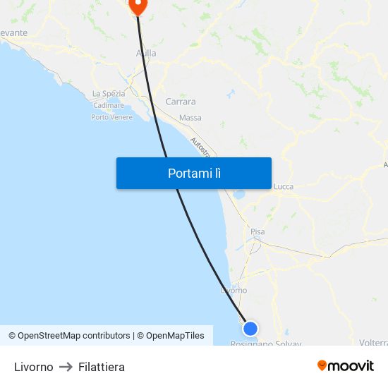 Livorno to Filattiera map