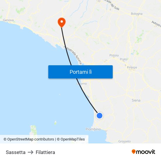 Sassetta to Filattiera map