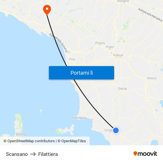 Scansano to Filattiera map