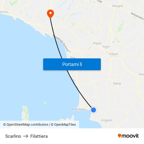 Scarlino to Filattiera map