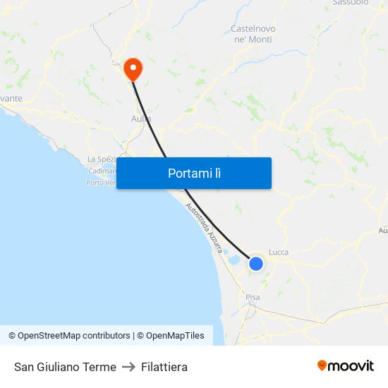 San Giuliano Terme to Filattiera map