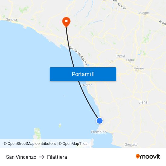 San Vincenzo to Filattiera map