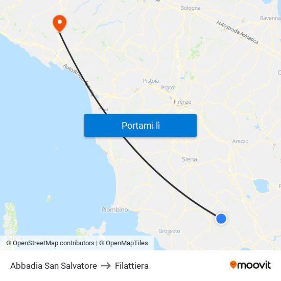 Abbadia San Salvatore to Filattiera map