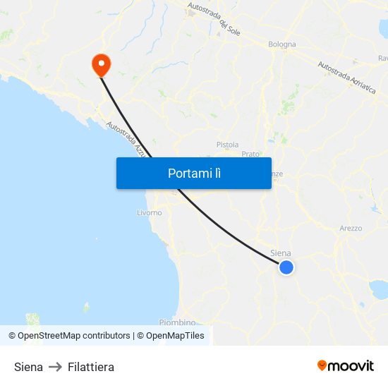 Siena to Filattiera map