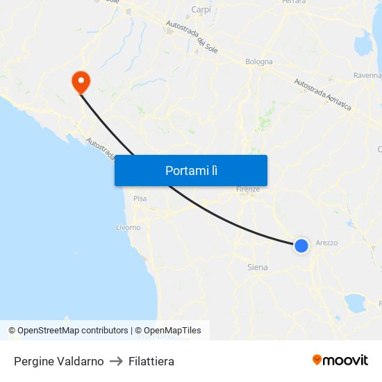 Pergine Valdarno to Filattiera map