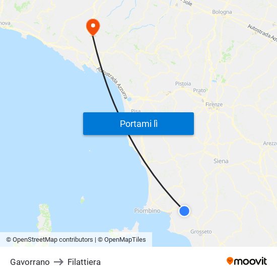 Gavorrano to Filattiera map