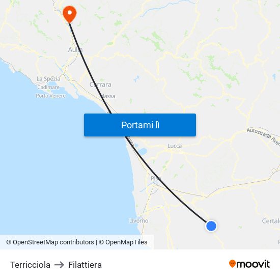Terricciola to Filattiera map