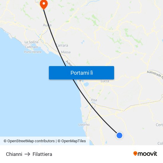 Chianni to Filattiera map