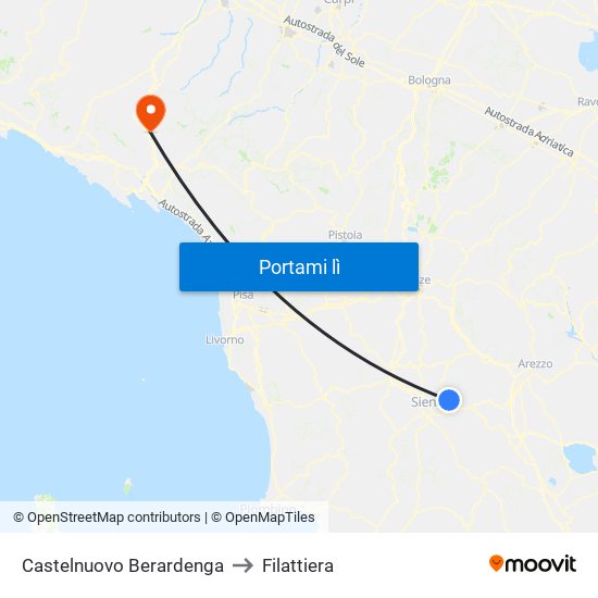 Castelnuovo Berardenga to Filattiera map