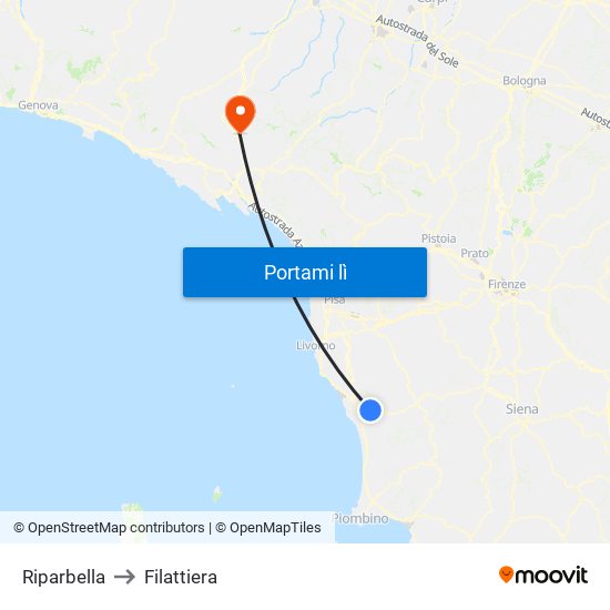 Riparbella to Filattiera map
