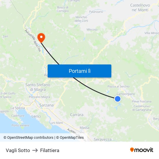 Vagli Sotto to Filattiera map