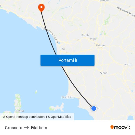 Grosseto to Filattiera map