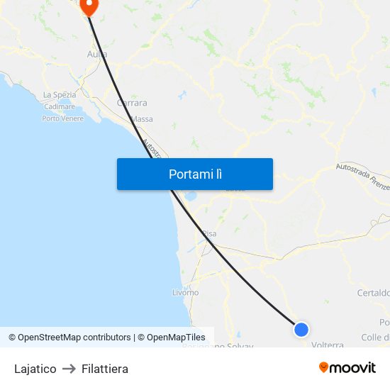 Lajatico to Filattiera map