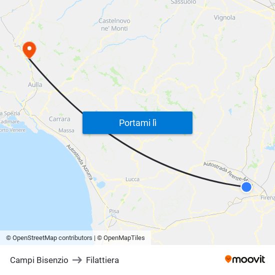 Campi Bisenzio to Filattiera map