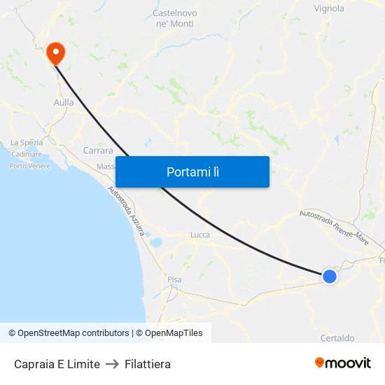 Capraia E Limite to Filattiera map