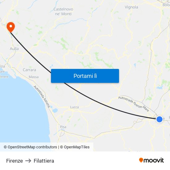 Firenze to Filattiera map