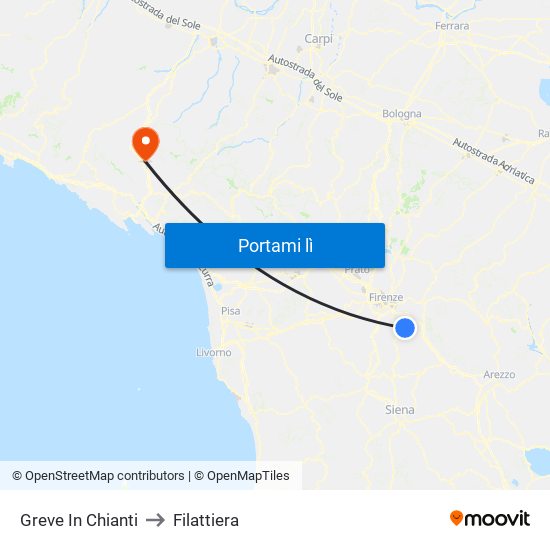 Greve In Chianti to Filattiera map