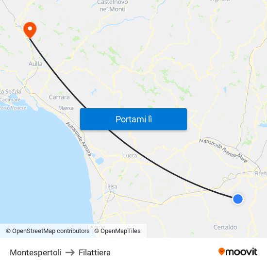 Montespertoli to Filattiera map
