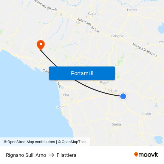 Rignano Sull' Arno to Filattiera map