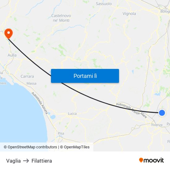 Vaglia to Filattiera map