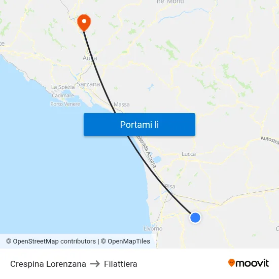 Crespina Lorenzana to Filattiera map